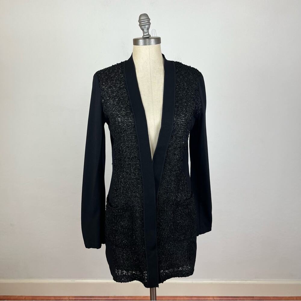 Komarov Black Textured Long Sleeve Cardigan